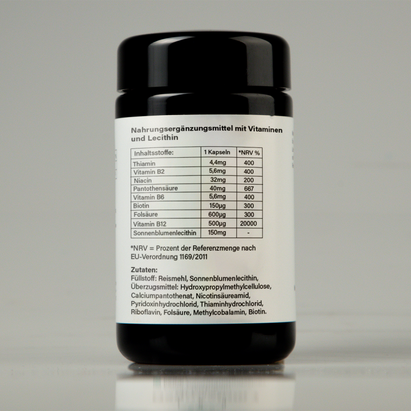 Etikett mit Inhaltsstoffen NUI Vitamin B Komplex